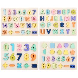 Niños Early Educational Montessori Toys ABC Puzzle Digital Wooden Toys Jigsaw Letter Alphabet Número Puzzle Baby Toys Regalos