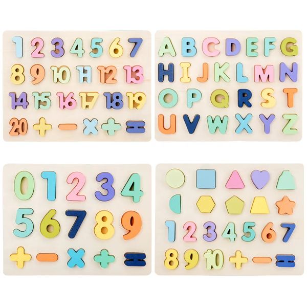 Kids Early Educational Montessori Toys ABC Puzzle Digital Wooden Toys Lettre de jigsaw