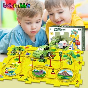 Enfants Puzzle éducatif voiture ferroviaire électrique bricolage assemblage jouet dessin animé taxi train piste voiture logique jeux de société puzzle jouets cadeau 240226