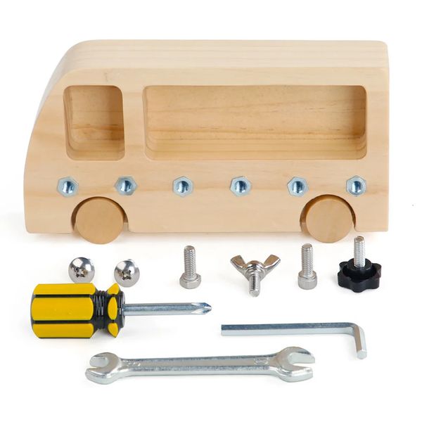 Enfants jouets éducatifs en bois jeu de bus occupé enfants vis boulon ensemble aides pédagogiques préscolaires quotidien Montessori jouet pour garçon cadeau 240321