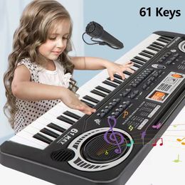 Clavier de piano électronique pour enfants portable 61 touches orgue avec microphone jouets éducatifs instrument de musique cadeau pour enfant débutant 240124