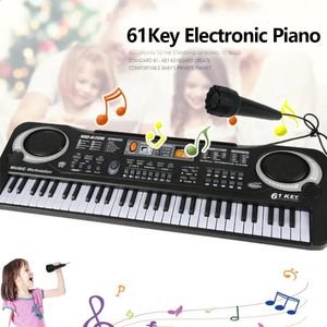 Clavier de piano électronique pour enfants portable 61 touches orgue avec microphone jouets éducatifs instrument de musique cadeau pour enfant 240131