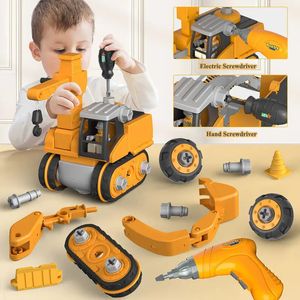 Véhicule d'ingénierie pour enfants, outil de perceuse électrique, jouets assortis pour enfants, ensembles éducatifs assemblés, outils pour garçons, cadeau de construction de noix 240105