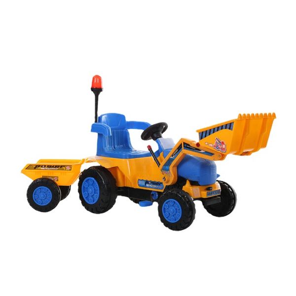 Excavadora de empuje para niños con remolque, excavadora, Tractor, juguetes, excavadora de juguete para niños, incluye casco y herramientas