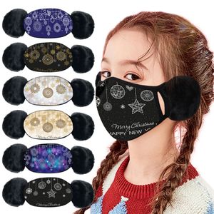 Enfants visage masque hiver protecteur épaisseur masques chaud cache-oreilles masques créateur de mode noël style anti-poussière coupe-vent