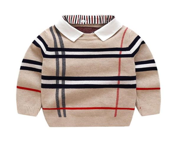 Suéter de algodón de punto a cuadros de moda para niños 6 colores Navidad niños impresos suéteres de diseñador Jumper mezclas de lana niños niña5589328