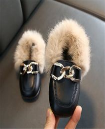 Kids mode sneaker garçons filles chaussures de lapin bottes de fourrure hivernale
