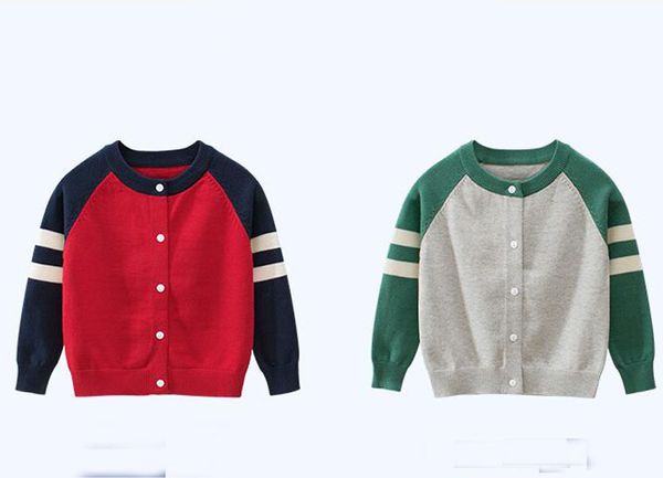 Crianças moda listrada malha algodão cardigan suéter 5 cores natal crianças impressas suéteres de grife jumper lã mistura meninos meninas 2-8 anos roupas boutique