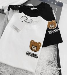 Moda para niños Camisetas Tops Camisetas niños niñas oso de dibujos animados bordado letra algodón manga corta Jersey ropa para niños Suelta Sty4263296