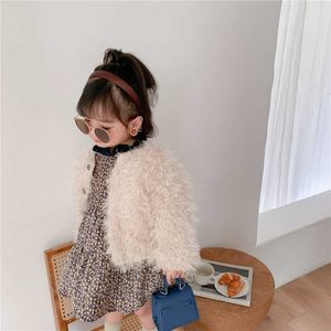 Kinderen faux bontjas voor meisjes Koreaanse fleece jas peuter winterkleren ins mode kleine kleding zwart 210529