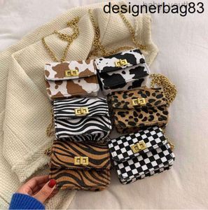 Kids faux paardenbont zebra luipaard portemonnee meisjes geruite crossbody zadeltas designer kinderen enkele schouder prinses tassen Q3239