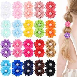 Kids Flower Pearl Hairbands High Elastic Hair Bands Rose Flower Gér Girls Girls Sweet Kids Kids Rubbers Bands Accessoires