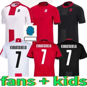 Kids Georgia Soccer Jersey Kvaratskhelia 2024 Euro Cup Georgian National Team Home Away Georgien Football Shirts Kit Chakvetadze KVilitaia Zivzivadze