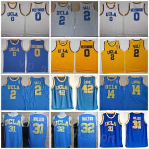 Baloncesto universitario Zach LaVine Jersey 14 UCLA Bruins Russell Westbrook 0 Lonzo Ball 2 Kevin Love 42 Reggie Miller 31 Bill Walton 32 Universidad cosido Deporte NCAA