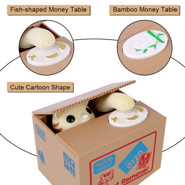 Gift Gift Piggy Banks Automated Panda Cat volez Banque Coin Banque mignon Vente Hot Electronic Money Box Home Decor Money Saving Boîte