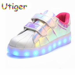 Enfants fille garçon rougeoyant baskets enfants chaussures avec lumière USB chargeur lumineux éclairé LED lumières décontracté plat garçon fille chaussures