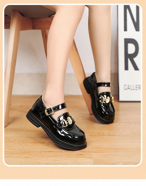 Kids Girl enfants Princess Chaussures bébé Soft-Solar Toddler Black Single Shoes Tailles 26-36 J8VQ #