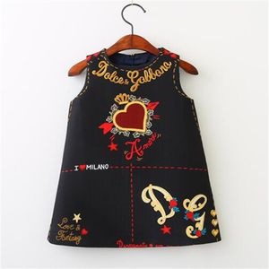 Enfants fille robe amour coeur lettres princesse robe d'été mode enfant en bas âge bébé robes sans manches enfants vêtements