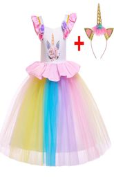 Enfants fille robes de soirée filles Halloween robe licorne 2 pièces enfants fille princesse TUTU robe pour 310 ans L5090 T2007091937901