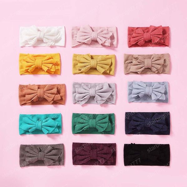 Enfants fille Stretch Turban arc bandeau enfant en bas âge bébé fille bandeau solide chapeaux tête Wrap bandeau accessoires