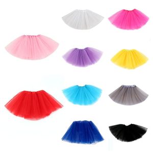 Kids Girl Three Ballet Dance TUTU Jupe tutu Couleur Solide Mini Robe plissée Robe élastique Petticoat Nurskirt