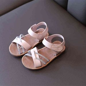 Kinderen meisjes baby sandalen zomer kind schoenen mode zachte zolen sandalen casual kinderen prinses schoenen platte sandalen G220418