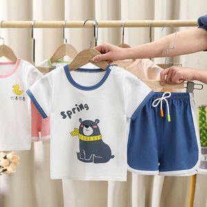 Enfants Filles Garçons Vêtements Ensembles Été Bébé Vêtements Costumes À Manches Courtes T-shirt Pantalon Robe 2pcs Enfant En Bas Âge Nourrissons Survêtements Occasionnels G1023