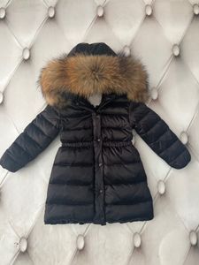 Niños niñas niños puffer trench abajo abrigos de color rosa diseñador de piel de zorro abrigo con capucha moda niña niño chaqueta invierno cálido pato abajo chaquetas ropa de bebé tamaño 100-160