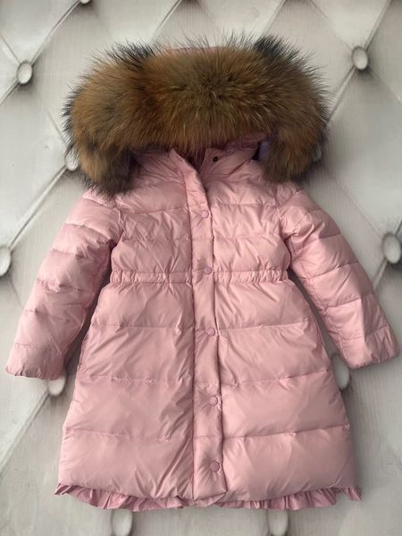 Niños niñas niños puffer trinchera abajo abrigos rosas diseñador abrigo de piel de zorro abrigo con capucha moda niña niño chaqueta invierno cálido pato abajo chaquetas ropa de bebé a prueba de viento para niños