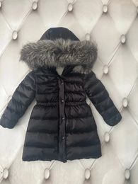 Niños niñas niños puffer trench niño abajo abrigos rosados diseñador piel de zorro abrigo con capucha niña niño chaqueta invierno cálido pato abajo chaquetas ropa de bebé a prueba de viento para niños