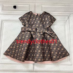 Niños Niñas Marrón letras completas Vestido princesa vestidos de diseñador de moda otoño verano aire vestido de tutú de algodón para niños bebés ropa para niños pequeños