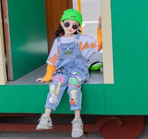 Kinderen Meisjes Cartoon Overalls 10 12 jaar Jeans Herfst Mode Casual Tienermeisjes Broek 2012075837326