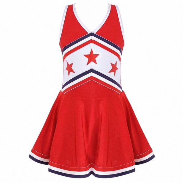 Enfants Filles Costume de pom-pom girl Dr School Enfant Carnaval Party Sports Cheer Costume Outfit Dancewear M3SD #