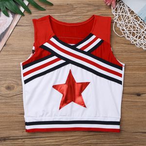 Kids Girls Cheerleader Costume tenue Applique Tops de cheerleading avec chaussettes de jupe Dancewear Carnival Cheerleading Uniform Suit