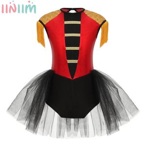 Kids Girls Circus Ringmaster Costume Ringleader Showman Dance Stage Performance TUTU Robe leotard Halloween Cosplay Uniforme 240401