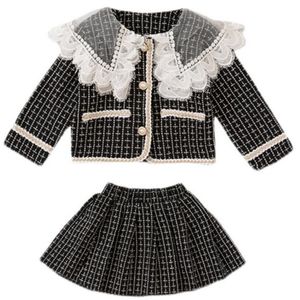 Kindermeisjes Set Set Spring herfst Lange mouw jas en rooster rok 2 -delige pak fashion outfits voor babymeisjes kleding