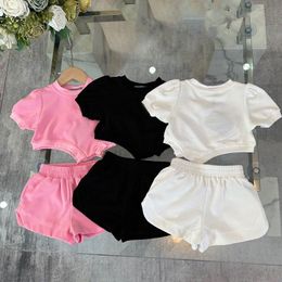 Kids Girls Clothing Sets Baby Boys Toddlers T-Shirt Shorts Set Des Set Kleding Peuter Childrens Set Pink Bruin Wit Black Summer 2-delige sets Maat 100-160 Y5GC#