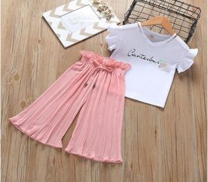 Kids Girls Clothing sets Summer Baby Girls Girls Short Sheeve Tshirtshorts 2pcs Fashion Casual Children Clothes Suite9808434