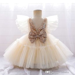 Les filles vobus viennent des vêtements sequin arc arc moelleux en mesh halloween robes tout-petit jupe d'anniversaire pour bébé vêtements baptême princesse fête tutu robe