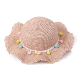 Kids Girls Large Wide Brim Straw Fashion Children Suncreen Sun Sun Petit Girls's Hat L2405