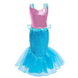 Kids Girls Sirmaid Dress Fancy Cosplay Costumes Little Girl Princess Sling Robe Children Festival Fête d'anniversaire Halloween Vêtements