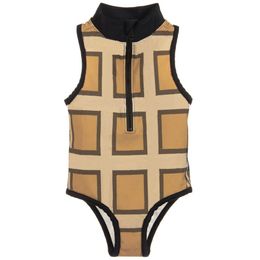 Maillot de bain une pièce pour enfants mignon été rayure fil tête vérifier motif fille maillot de bain ensemble mode vêtements confortables Bikinis pour enfants