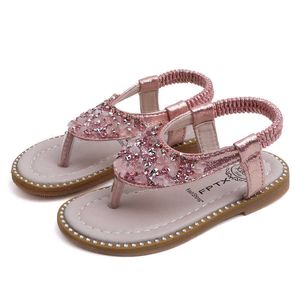 Kids Meisjes Sandalen Schoenen Slippers Summer Princess Sequin Crystal Pink Sandals voor meisjes Kinderen Sandalias 210713
