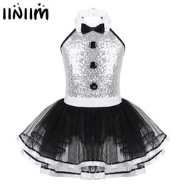 Enfants filles paillettes justaucorps gymnastique professionnel Ballet Tutu robe moderne lyrique danse Costume filles ballerine danse porter 240111