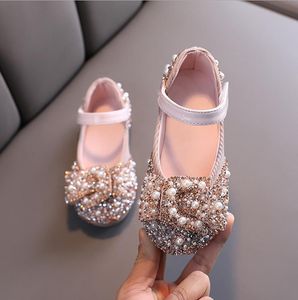 Kinderen meisjes schoenen lederen schoenen prinses kinderen schoenen voor meisjes casual glitter diamant boog kinderen loafers meisjes