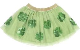 Enfants Filles Jupe pour la Saint-Patrick Tulle Tutu Jupe Vert Tulle avec Trèfle Paillettes Chaque Occasion Vêtements