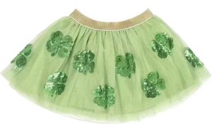 Kinderen Meisjes Rok voor St. Patrick's Day Tule Tutu Rok Groene Tule met Clover Pailletten Kleding voor elke gelegenheid