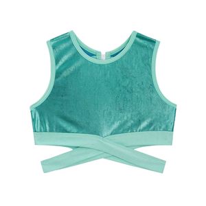 Kinderen Meisjes Sport Workout Gymnastiek Tops Mouwloos Holle Rug Kriskras Bottom Crop Top Voor Ballet Jazz Dansvoorstelling 240301