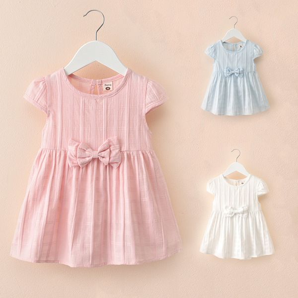 Robe d'été pour filles, manches courtes bouffantes, longueur aux genoux, en coton, pour bébés filles de 3 à 8 ans, Tutu, robe de soirée Q0716