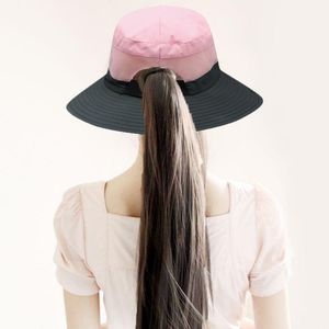 Kids meisjes zomer zon hoed brede rand UV-bescherming emmer cap vrouwen buiten opvouwbare safari vissen caps